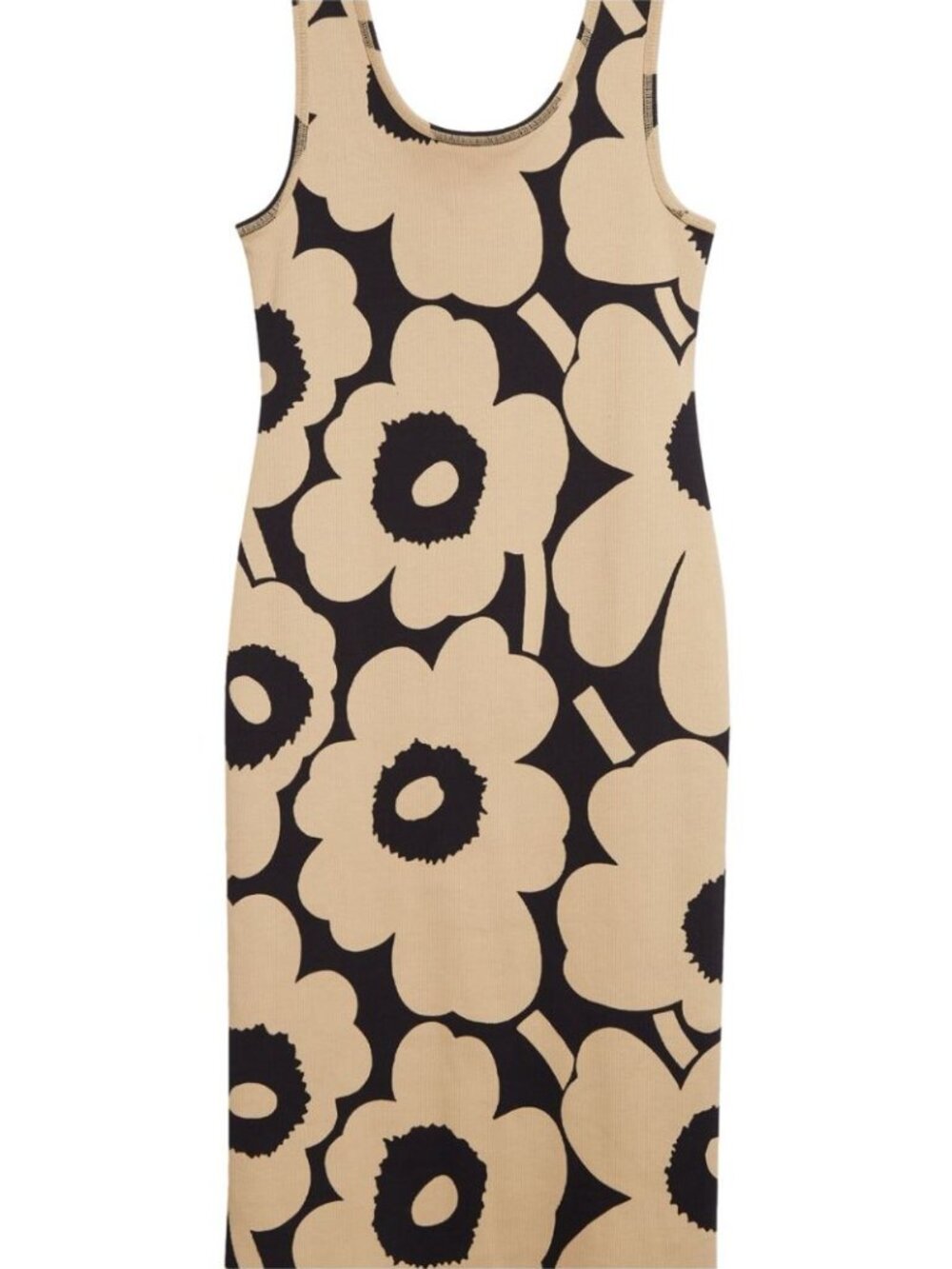 MARIMEKKO Simpukka Unikko Rib Floral Cotton Tank Dress in Beige Black NWT - Picture 11 of 11